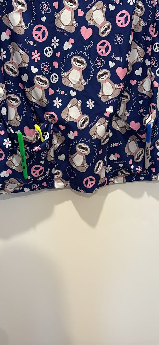 Zen sloth scrub top