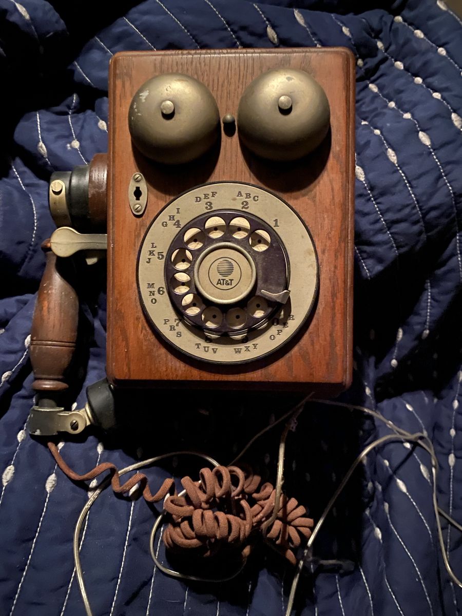 Vintage AT&T Wood Wall Rotary Dial Telephone Antique Collectible Phone