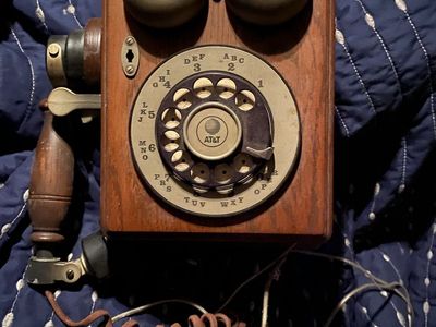 Vintage AT&T Wood Wall Rotary Dial Telephone Antique Collectible Phone