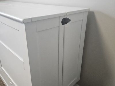 Queen White Murphy Bed Chest w/ Built-In Power & USB Ports