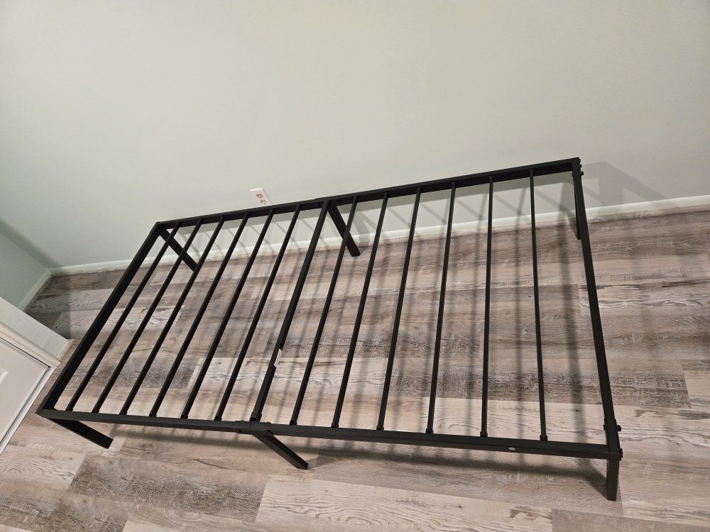 Black Metal Twin Bed Frame - Sturdy Platform Design