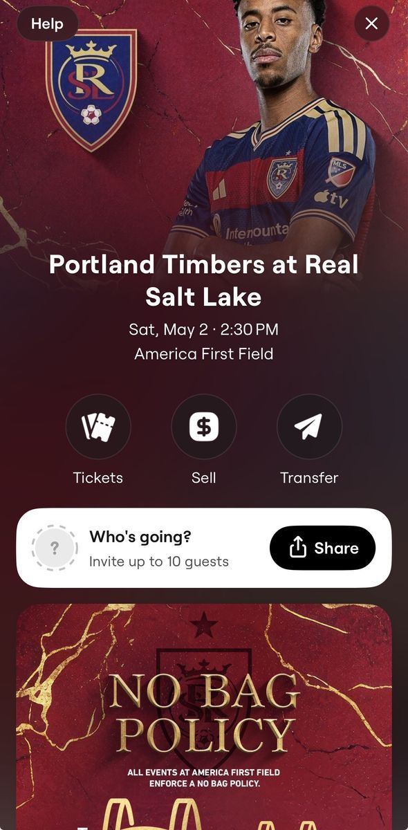 2 Tickets to RSL vs Portland Timbers 05/02 @ 2:30pm