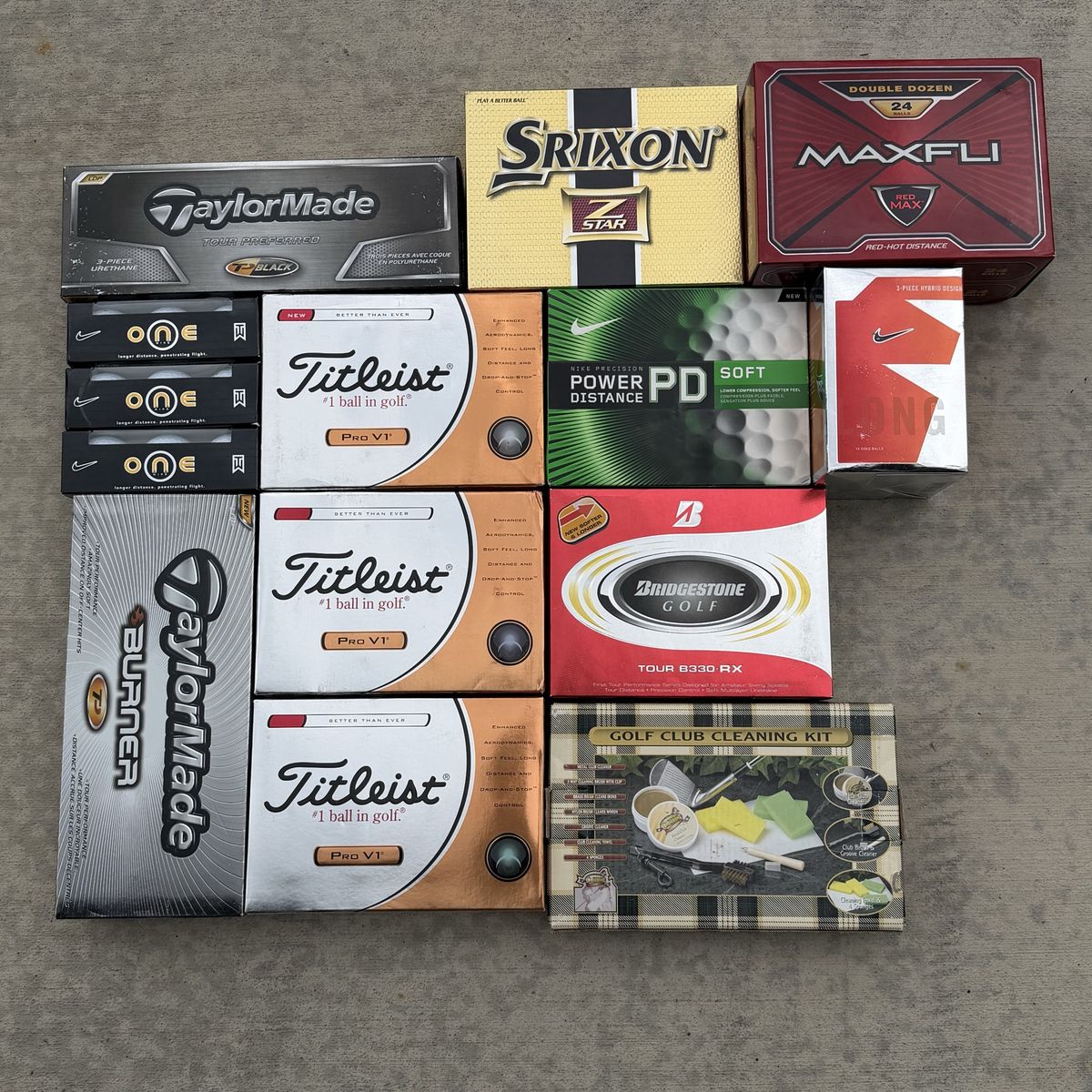 Assorted Premium Golf Balls Lot - Titleist Pro V1, Nike, TaylorMade, Srixon & Cleaning Kit