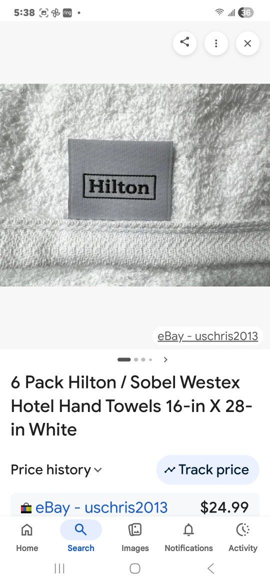 6 Pack Hilton / Sobel Westex Hotel Hand Towels 16-