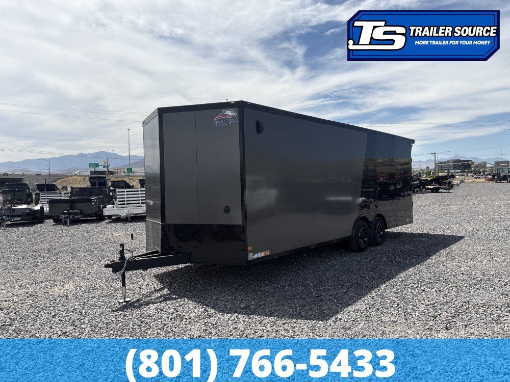 8.5x24 American Hauler Mach Enclosed Car Hauler Trailer - 7'6" Interior - 10K GVWR - .080 PolyCor, Black Out Package, Rear
