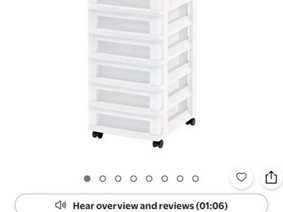 IRIS USA 9-Drawer Narrow Plastic Storage Drawer Cart with Organizer Top, White