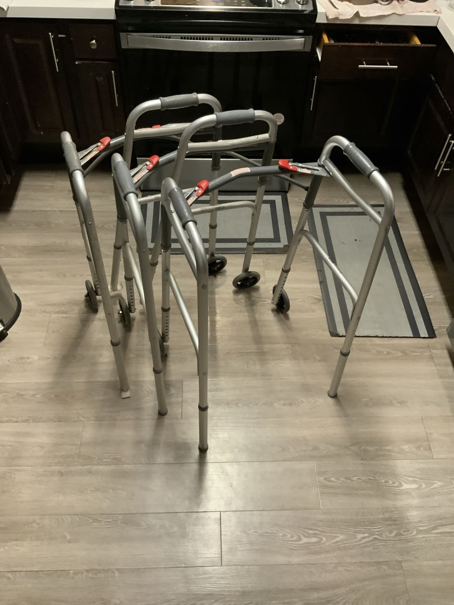Adult Walker with Wheels - Adjustable Height Folding Mobility Aid