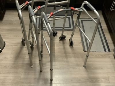 Adult Walker with Wheels - Adjustable Height Folding Mobility Aid