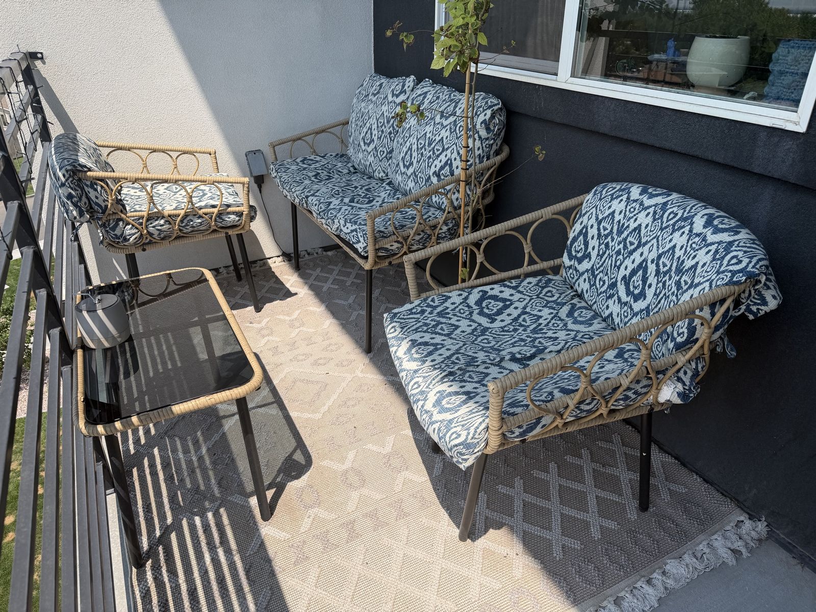 4-Piece Patio Furniture Set with Upgraded Cushions - Loveseat + 2 Chairs - Axia