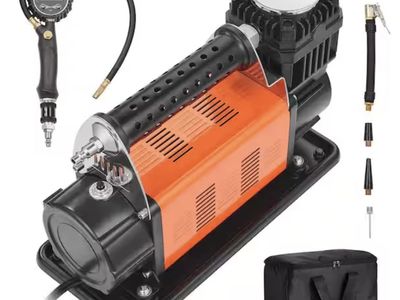 SKYSHALO Heavy Duty Air Compressor, 12 V Corded Inflator, 150 PSI Offroad Air Pump with Adapters for Trucks Car SUV