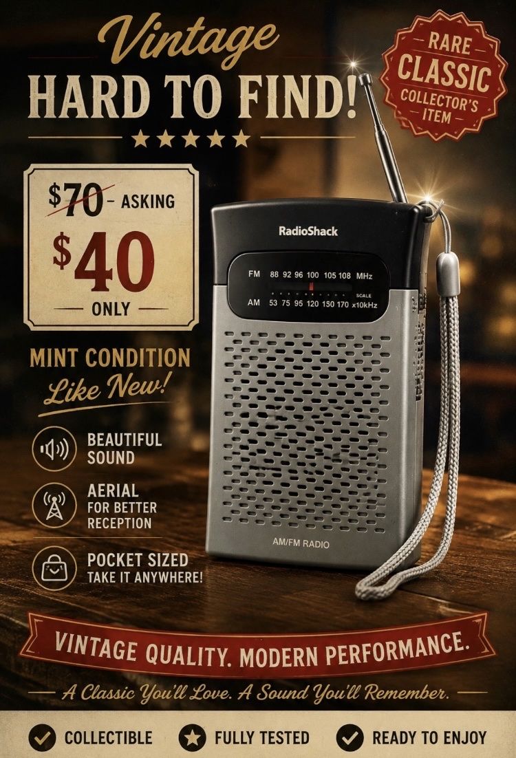 Vintage Radio Shack Pocket AM/FM Transistor Radio - Model 07B12