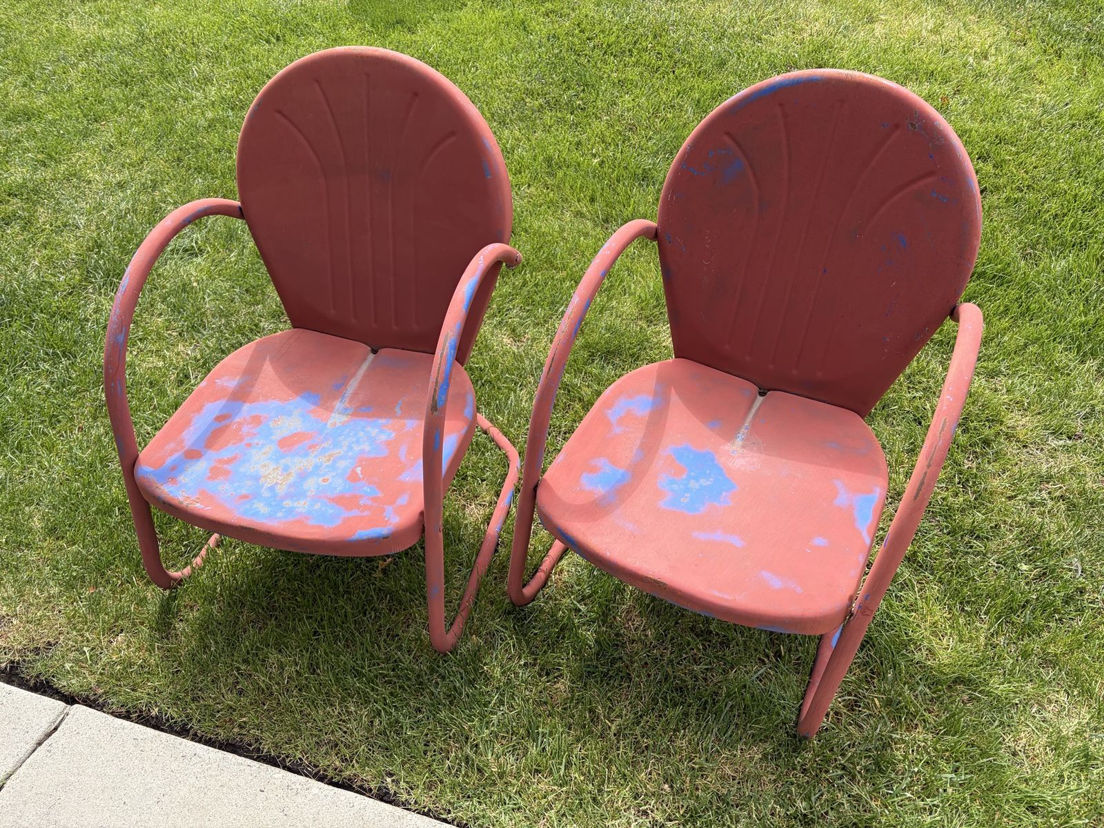 Vintage Motel Shell Back Outdoor Chairs Set of 2
