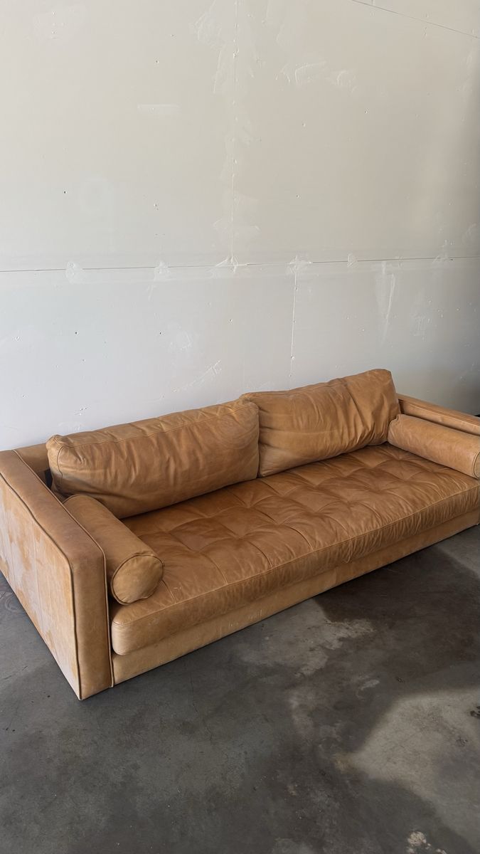 Tan Leather Tufted Sectional Sofa - Modern from the company Article
