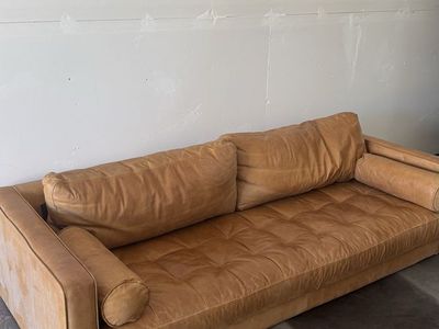 Tan Leather Tufted Sectional Sofa - Modern from the company Article
