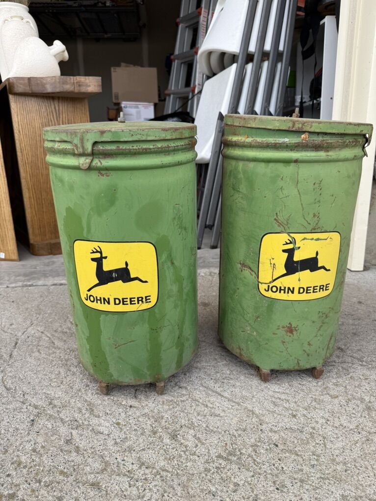 Vintage John Deere Metal Canisters – Matching Pair