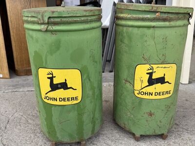 Vintage John Deere Metal Canisters – Matching Pair