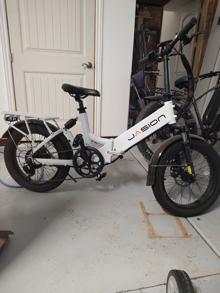 NEW Jasion EB7ST 500W Folding Electric Fat Tire E-Bike - White, 20MPH, 300LBS Max Load