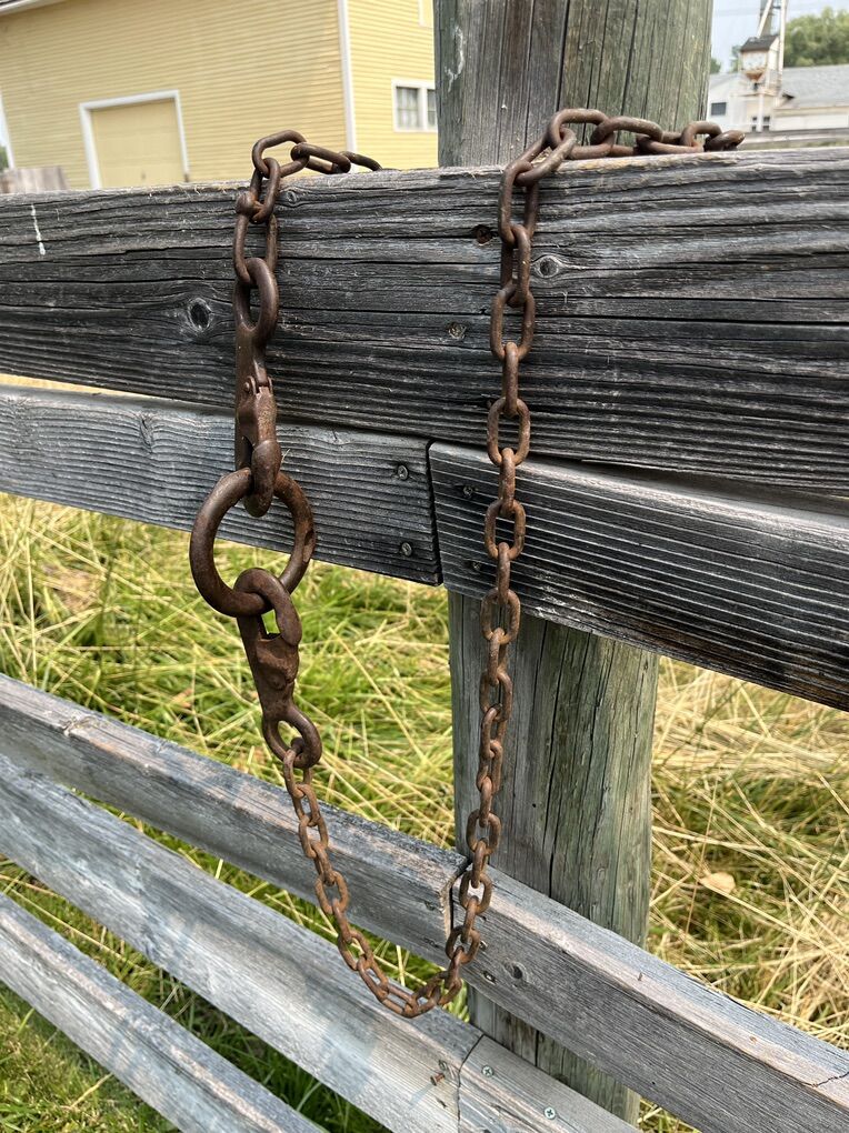 Cool Display Item-5 1/2 Feet Long Metal Chain-Two Safety Hooks and A Metal Ring-Rustic