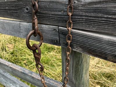 Cool Display Item-5 1/2 Feet Long Metal Chain-Two Safety Hooks and A Metal Ring-Rustic