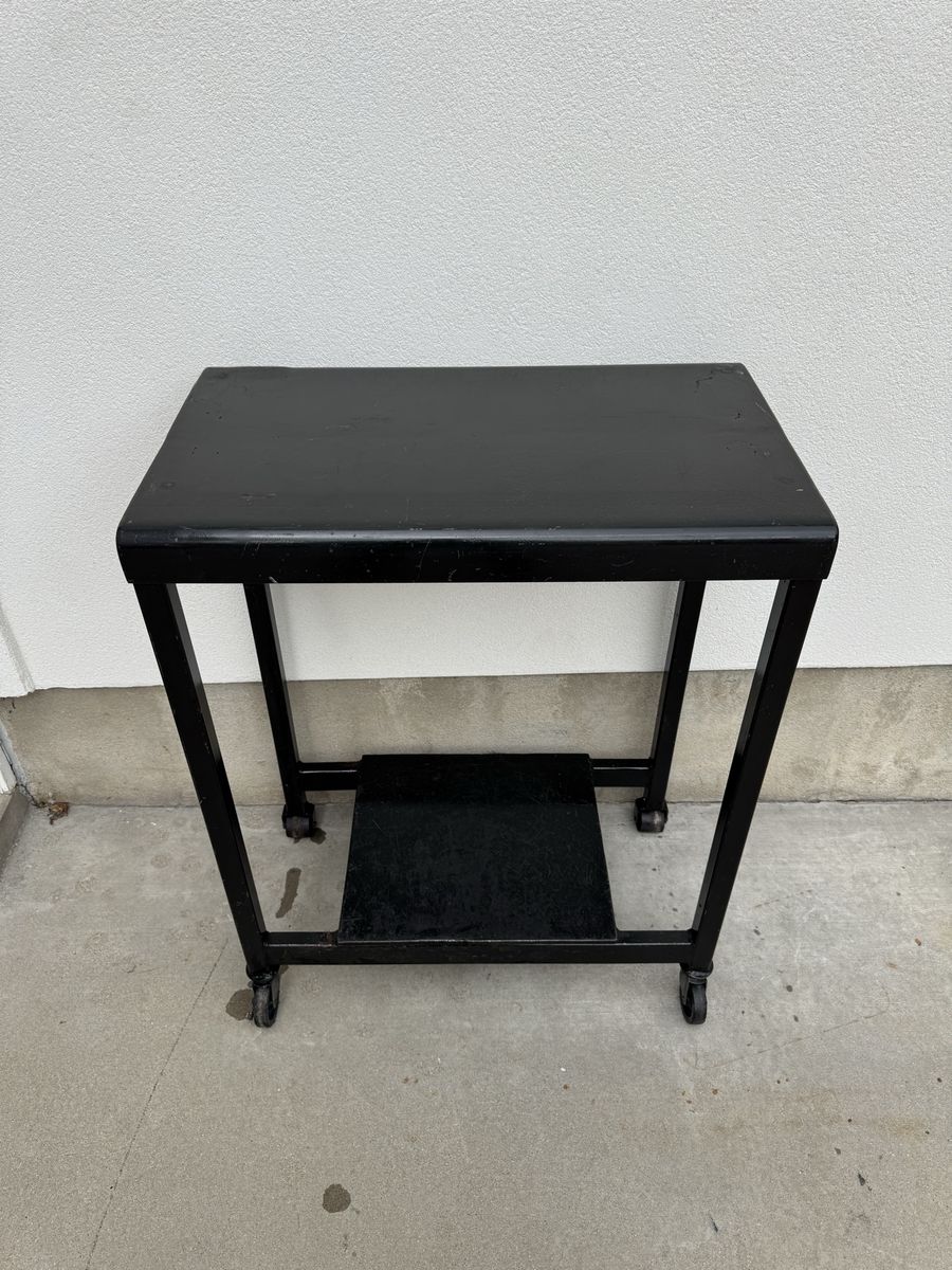 Black Metal Rolling welding table / bench grinder table with Lower Shelf.