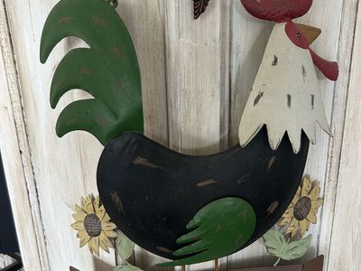 Rustic Metal Rooster Welcome Sign – Farmhouse Country Wall Décor