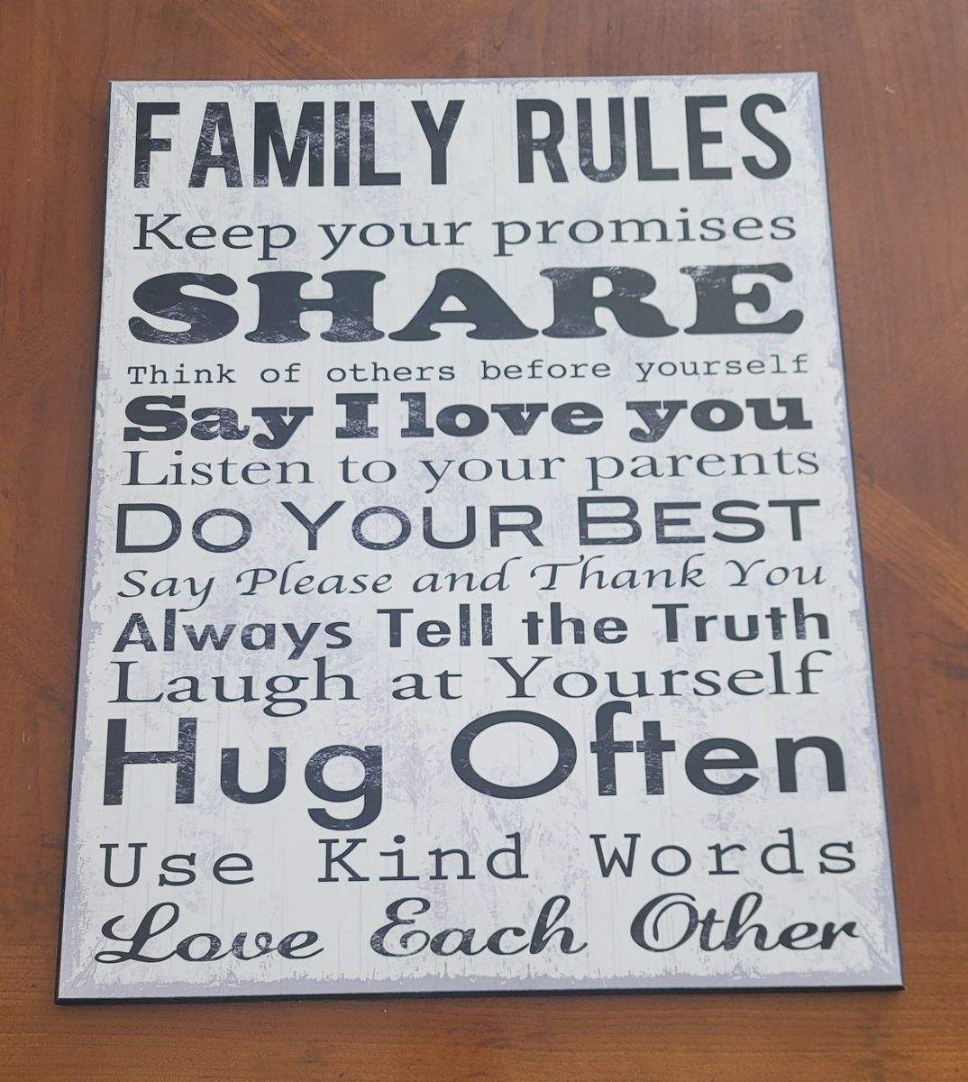 Cute "Family Rules" 15 X 19 inch wall hanging home decor