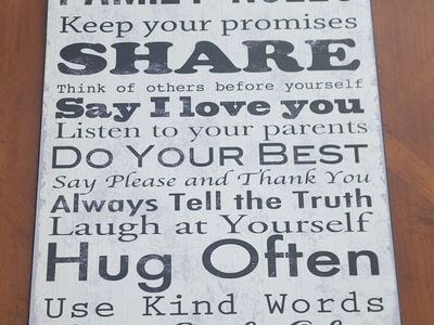 Cute "Family Rules" 15 X 19 inch wall hanging home decor