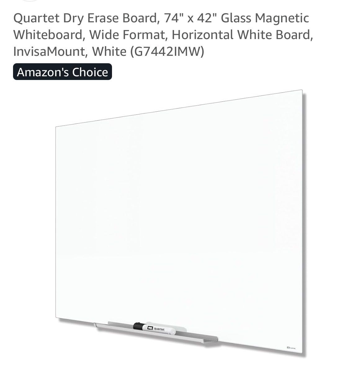 Quartet Dry Erase Board, 74" x 42" Glass Magnetic Whiteboard, brand new