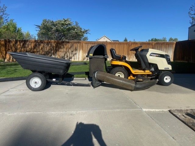 Cub Cadet Lawn Riding Mower Double Bagger and Cart