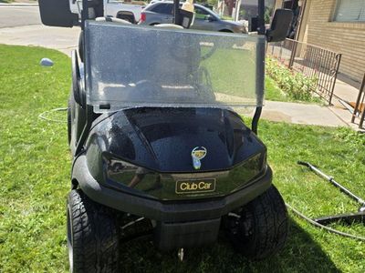 Club Car Tempo Golf Cart - Black with Grey/Black Seats & Custom wheels.