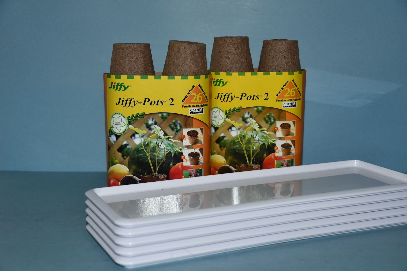 52 NEW JIFFY PEAT POTS (2") + 5 WHITE PLANT TRAYS ~ ALL FOR $5