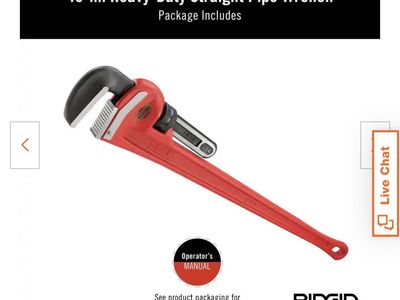 RIDGID 48-inch Heavy-Duty Straight Pipe Wrench - Red