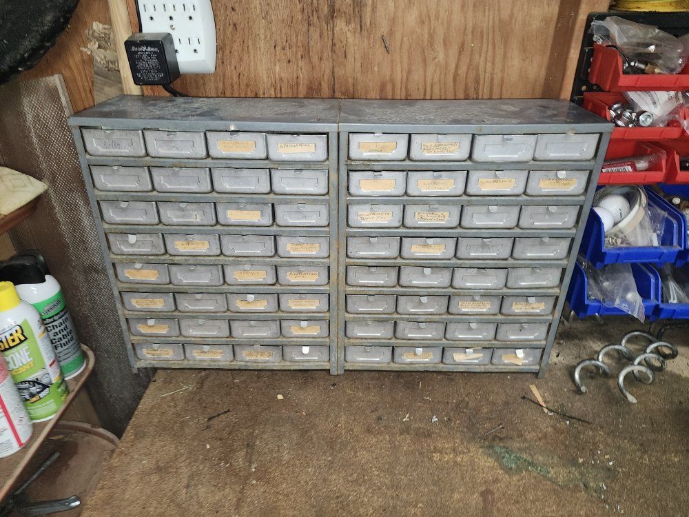 Vintage Metal 60-Drawer Storage Cabinet Organizer for Small Parts, Hardware