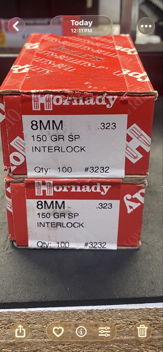 Hornady  8mm ( .323 ) 150 gr. Projectiles