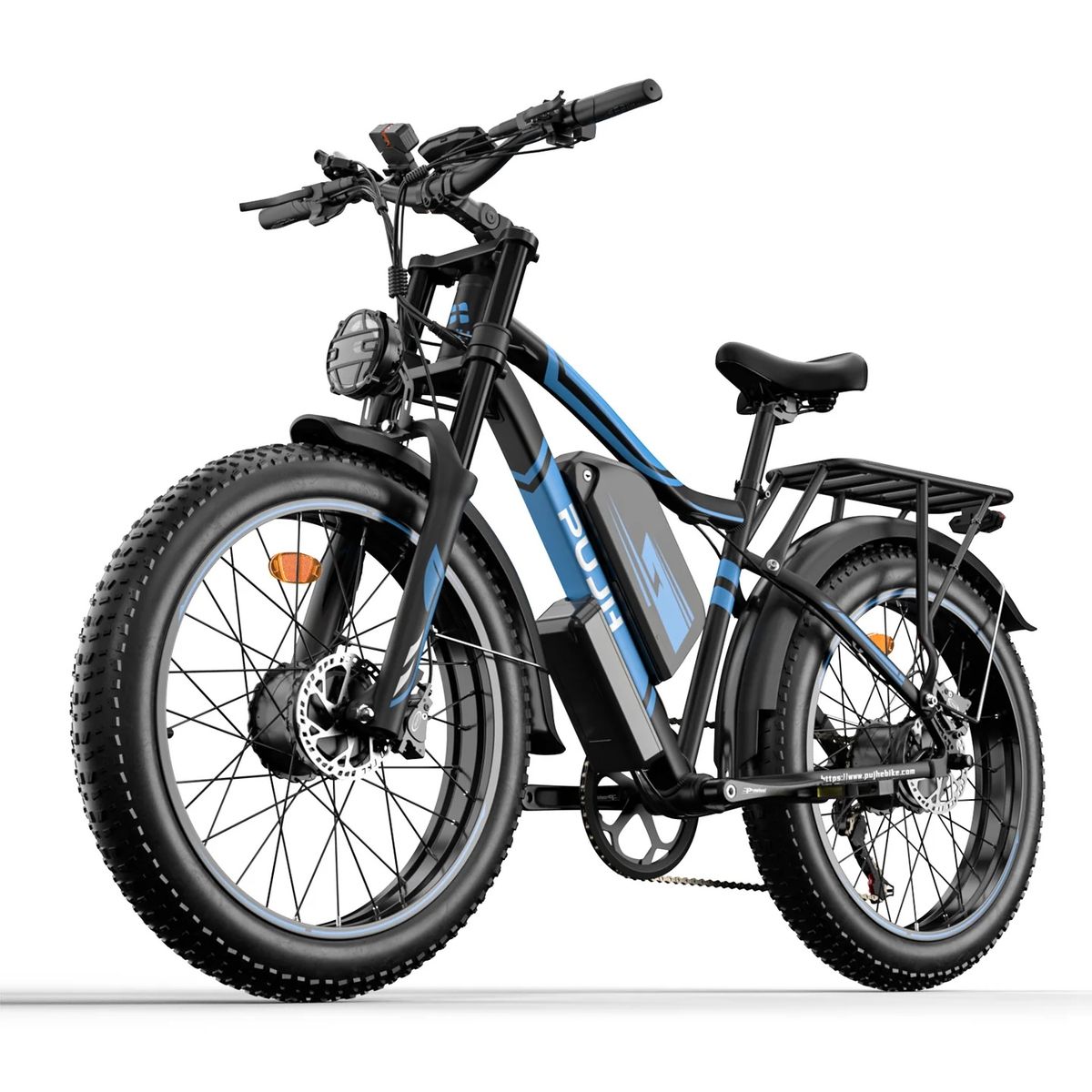 PUJI E-Bike 26" Fat Tire Electric Mountain Bike, 7-Speed, 750W Motor, Full Suspension