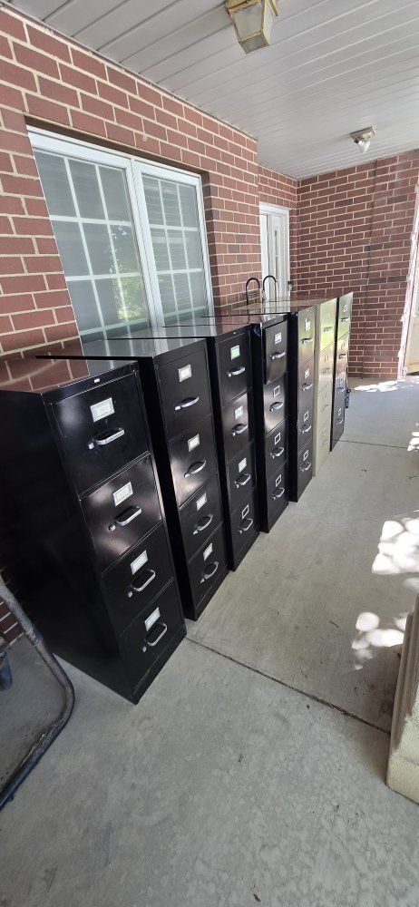 Metal 4-Drawer Office Filing Cabinets (Black & Tan)