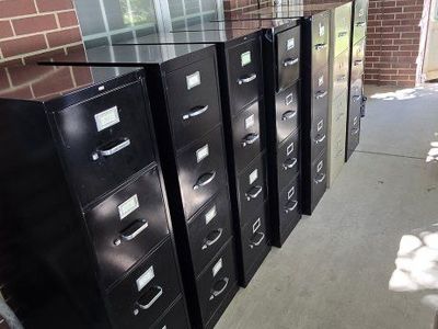 Metal 4-Drawer Office Filing Cabinets (Black & Tan)