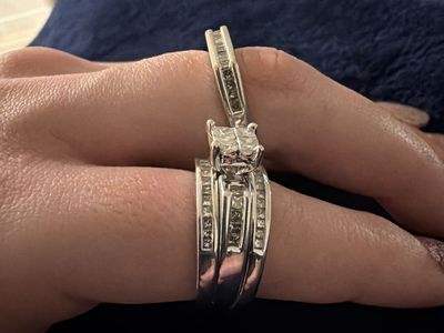 Wedding Ring Plus Band 14k White Diamond