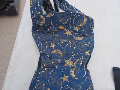Momcozy Ergonomic Baby Carrier - Yellow Stars & Moons on Blue, Adjustable, with Safety Label