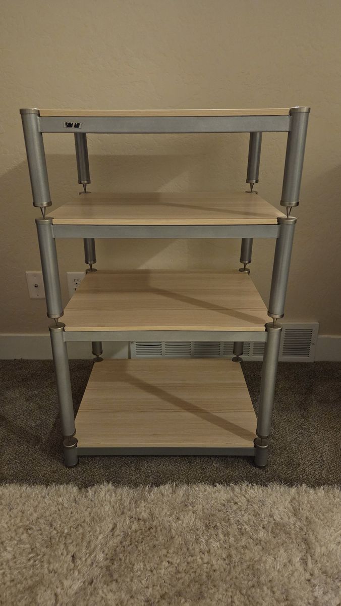 VTI 404 Four-Tier Audio Rack for Amps & Components - Light Wood Grain Finish