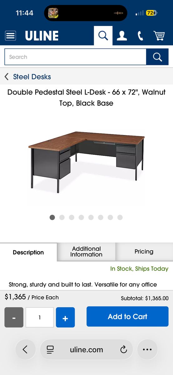 Uline Steel L Desk