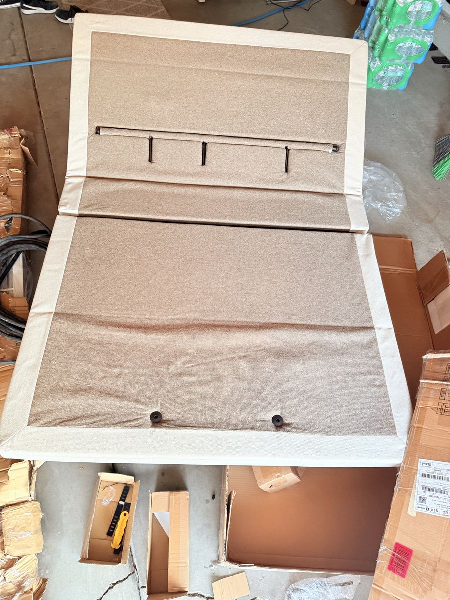 Brand new Adjustable Bed Base Beige Upholstered Power Frame