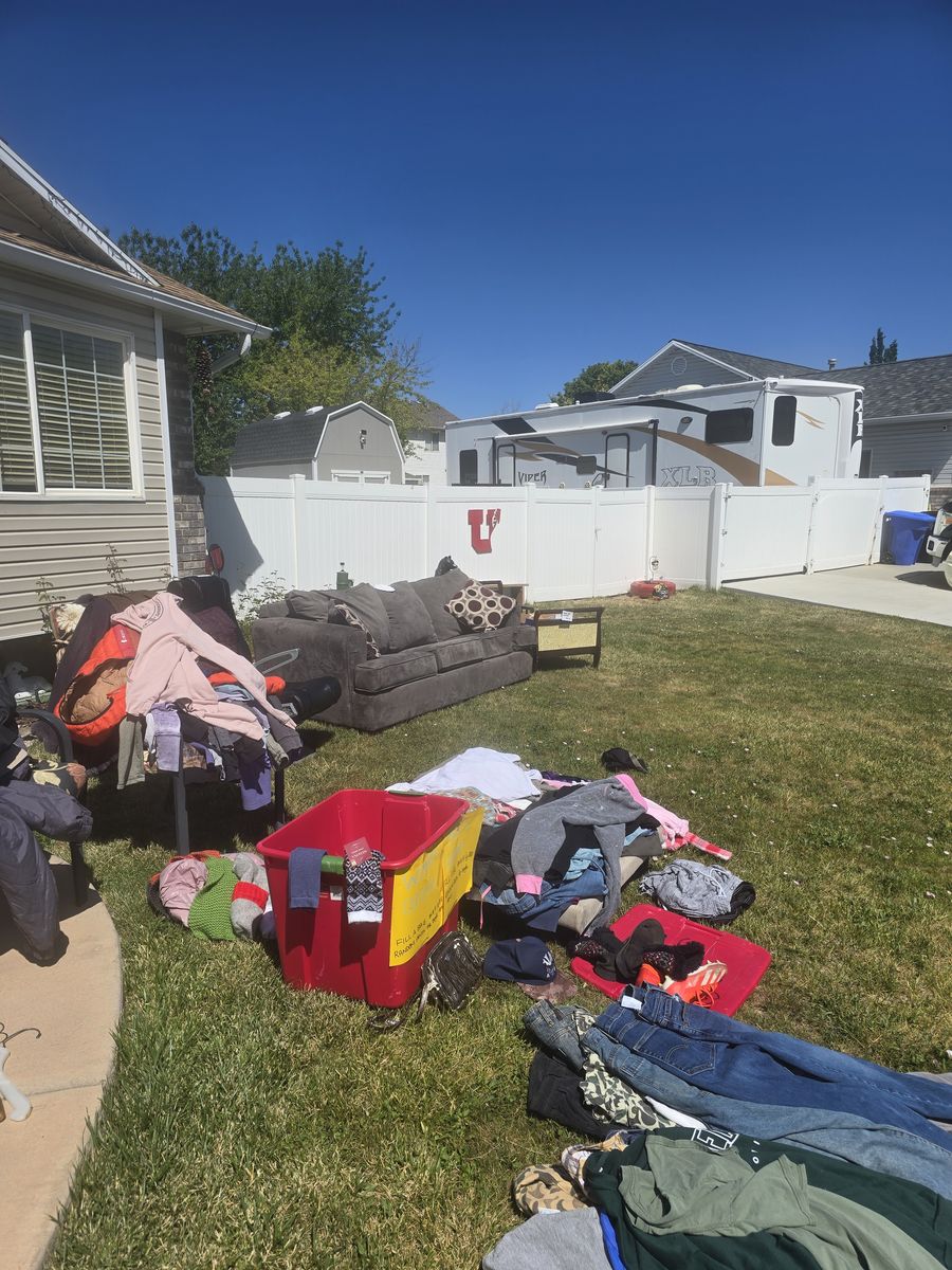 Yard sale today 6/13/2026 at 7544 s highland hollow dr in west Jordan ut