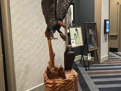 Hand-Carved Wooden Eagle Statue - One Of A Kind!