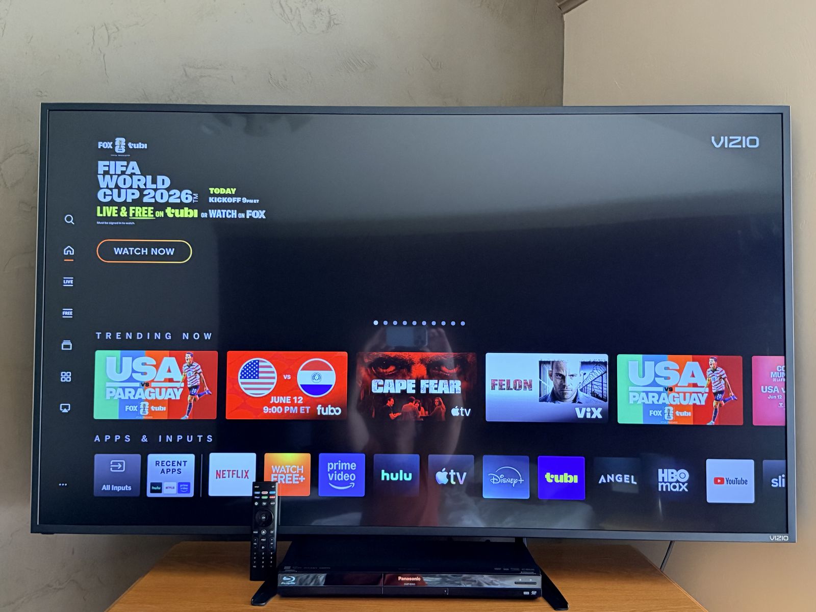 Vizio 60” smart tv with Panasonic blu-ray dvd player