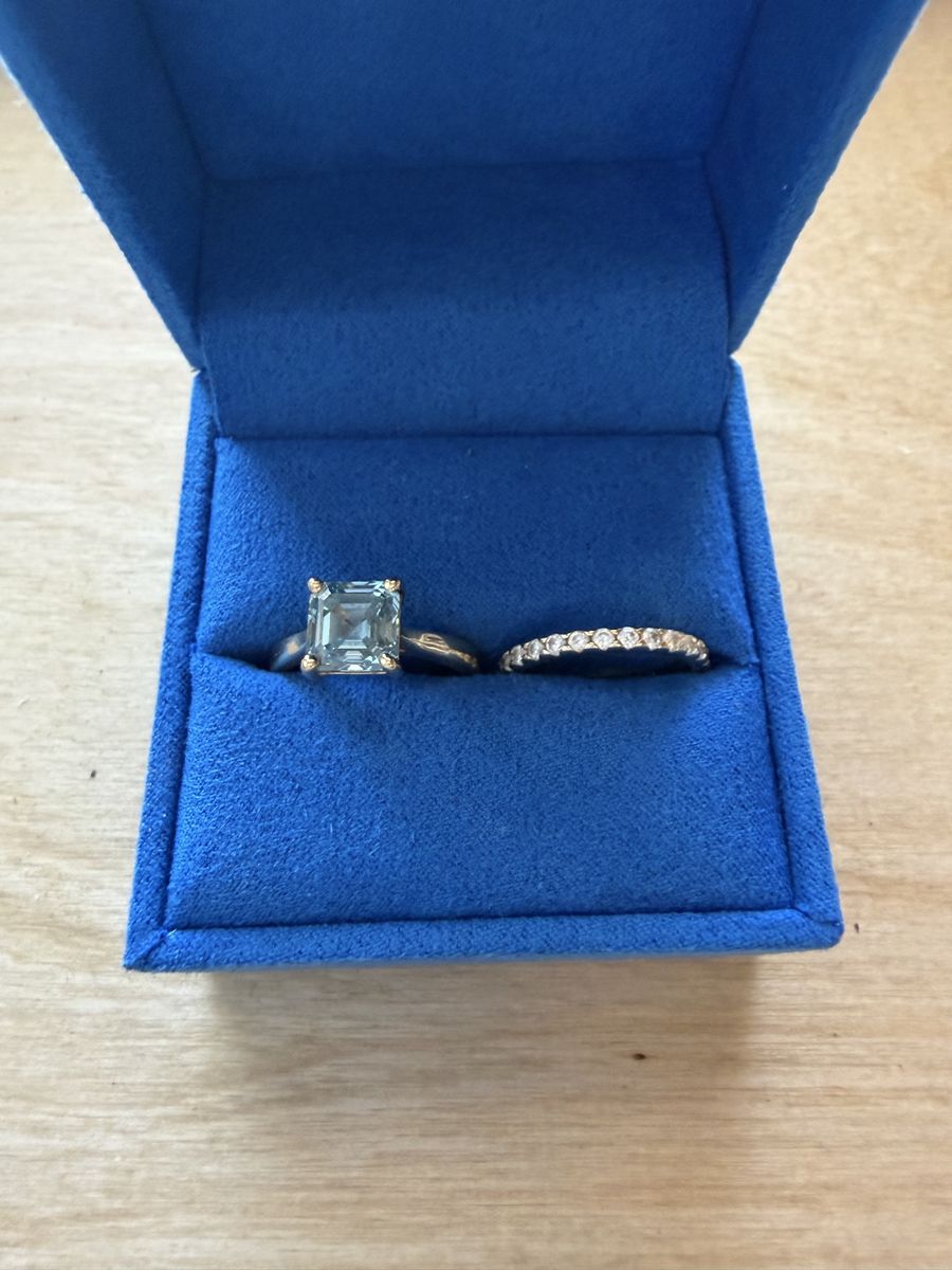 IGI Certified 2.73 Carat Fancy Vivid Blue Lab-Grown Diamond Ring, Square Emerald Cut, Sz 6.5