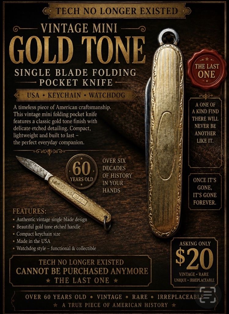 Vintage Gold Tone Pocket Knife