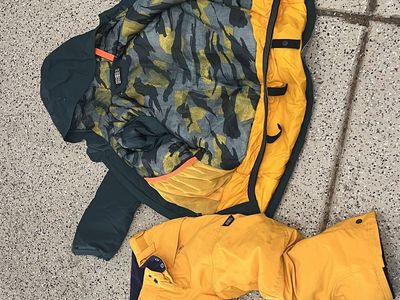 O'Neill Youth Snowboard Ski Jacket & Pants Set - Green Camo & Yellow, Size YOUTH 8-10