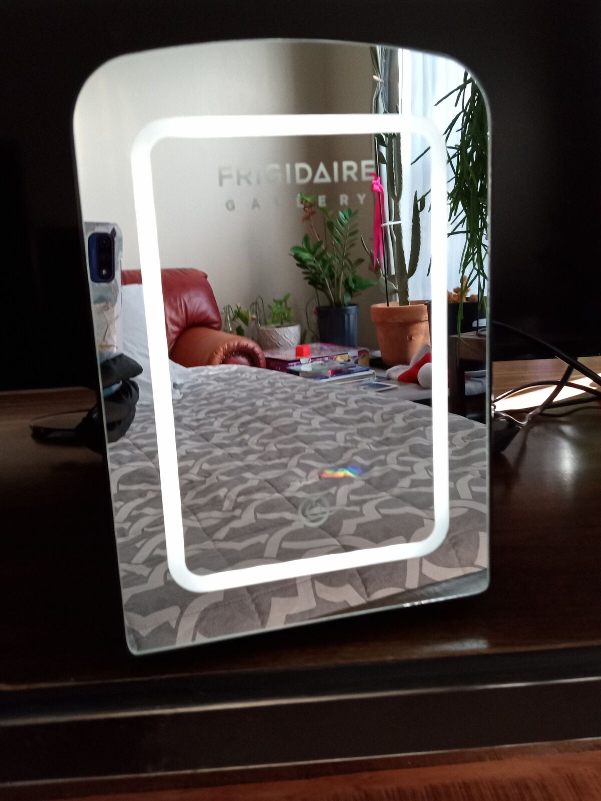 Cosmetic fridge Mini Frigidaire  or six-pack cosmetics fridge with led makeup mirror dorm room perfect portable