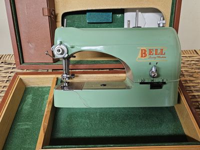 Museum-Quality 1950s Bell Micro Portable Sewing Machine (100% Complete Box Set)